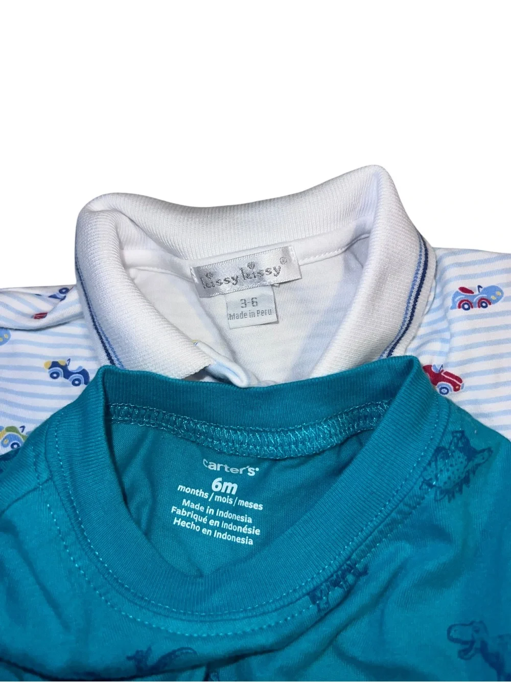 Carter's Teal Dino Tee and White Striped Car Polo Set